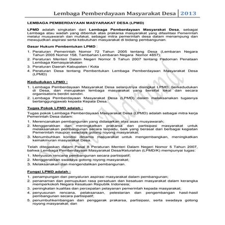 Lembaga Pemberdayaan Masyarakat Desa (LPMD)