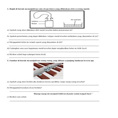 Lembaran Kerja Sains Tahun 5 - 8.1 Suhu dan Haba