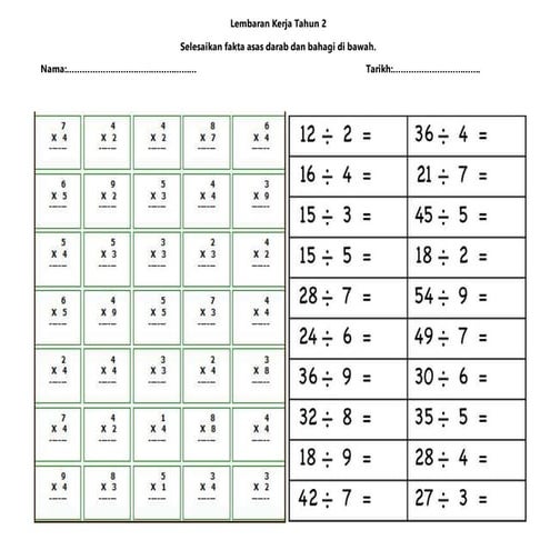 Lembaran Kerja Tahun 2 Darab BAHAGI