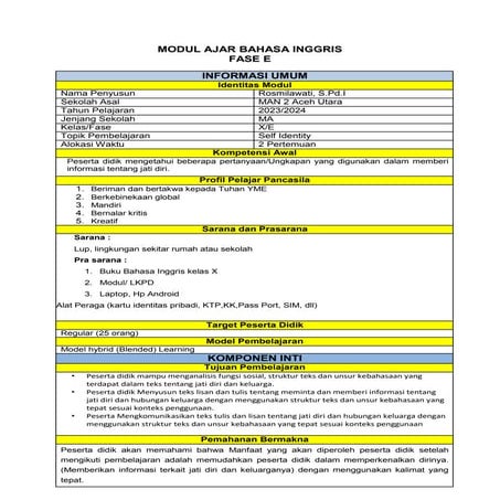 Lembar Kerja, H-3 Modul Ajar, MA, Rosmilawati, S.Pd.I.docx