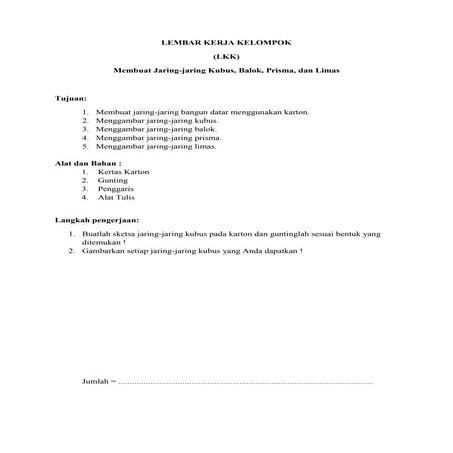 Lembar kerja kelompok jaring jaring brsd
