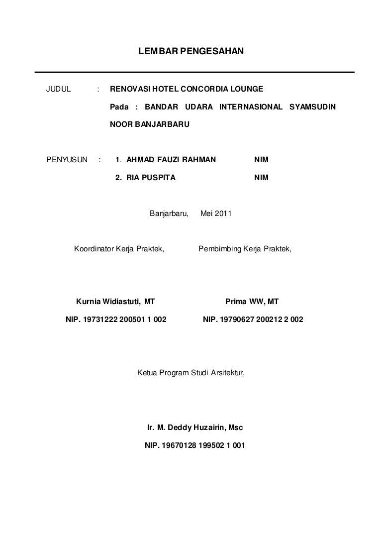 Lembar pengesahan Lembar pengesahan