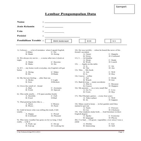 Lembar pengumpulan data