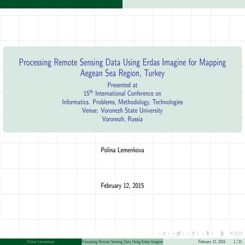 Processing Remote Sensing Data Using Erdas Imagine for Mapping Aegean Sea Reg...