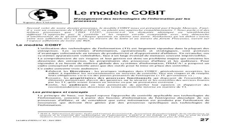 Le modèle cobit