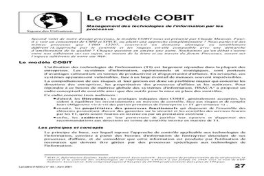 Le modèle cobit