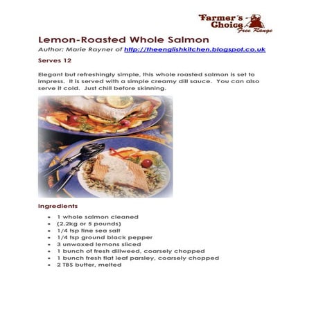 Lemon Roasted Whole Salmon Recipe | PDF