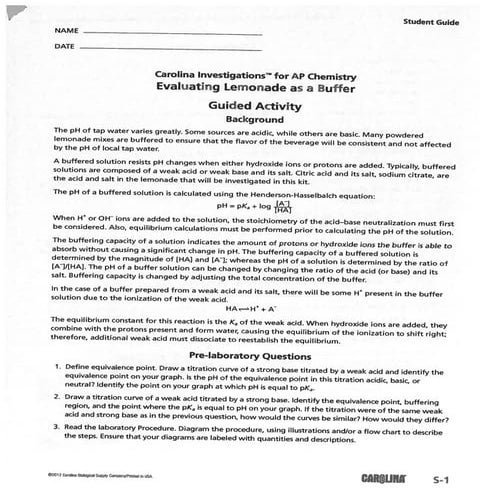 Lemonade buffer lab | PDF