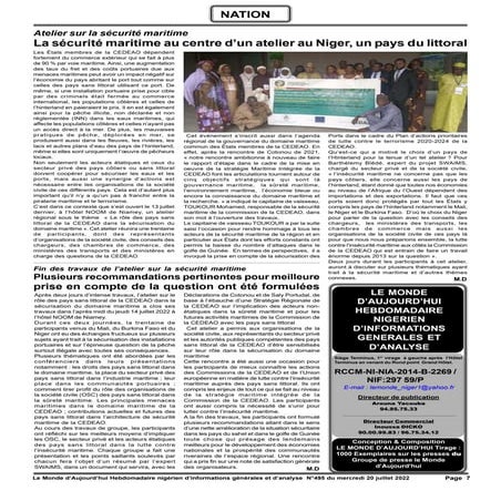 ACTUALITÉ : La sécurité maritime au centre d’un atelier au Niger, un pays du littoral