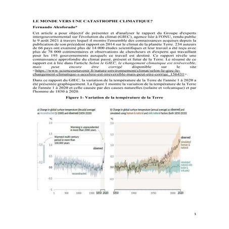 LE MONDE VERS UNE CATASTROPHE CLIMATIQUE?