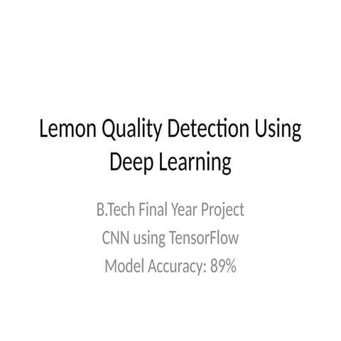 Fruit Quality Grading using Deep Learning | PPTX