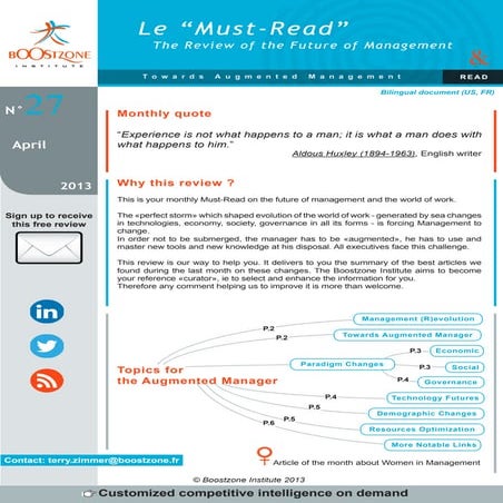 Le Must-Read by Boostzone - April 2013