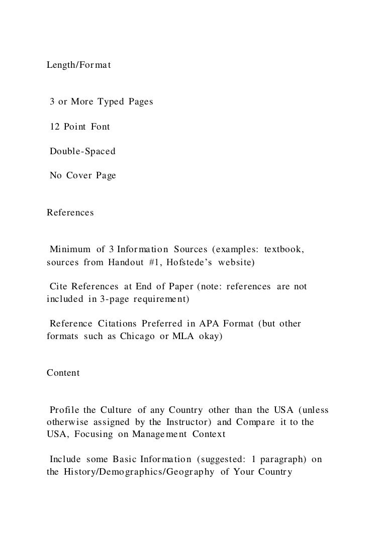 Length Format 3 Or More Typed Pages 12 Point Font Doub