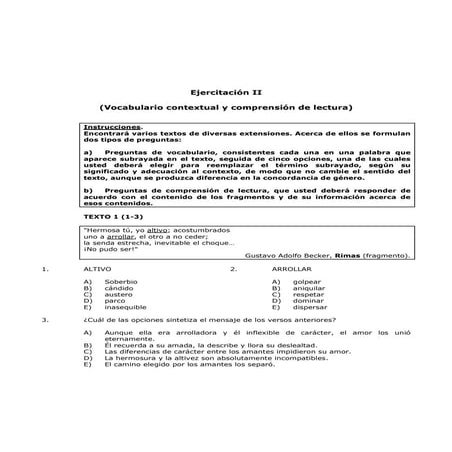 Lenguaje 7 ejercitacion ii vocabulario contextual y comprens de lectura
