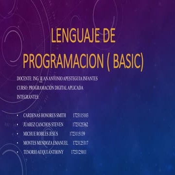 Lenguaje de programacion ( basic) apesteguia