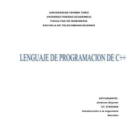 Lenguaje de programacion de c++