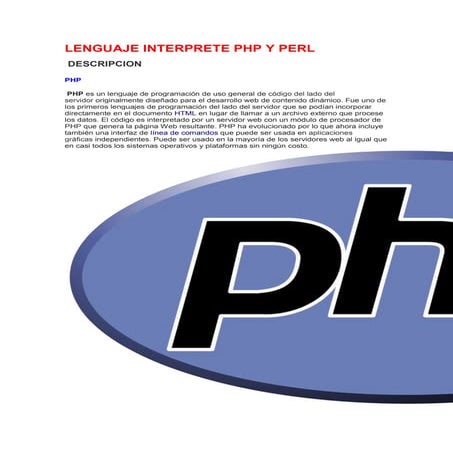Lenguaje interprete PHP y PERL