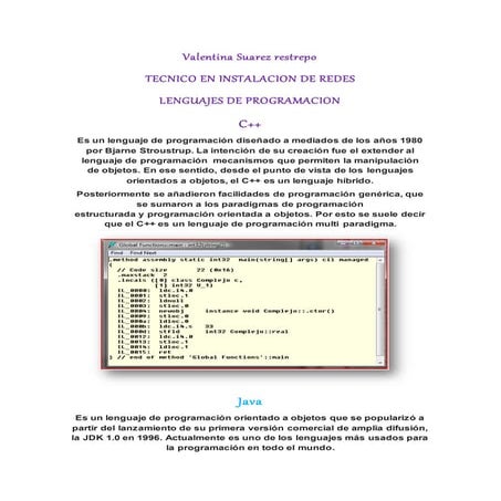 Lenguajes de profgramacion valentina suarez restrepo