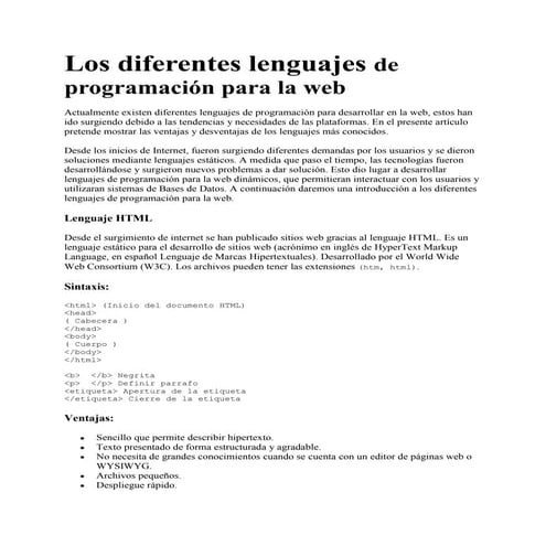 Lenguajes de programacion web