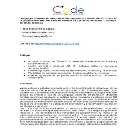 Lenguajes visuales de programación integrados a través del currículo en la es...
