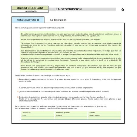 Lengua la descripcion