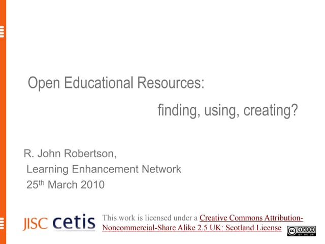 Open educational resources: finding, using, sharing?