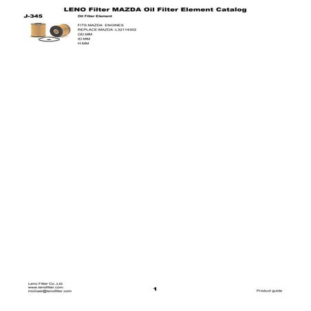 Leno filter mazda oil filter element catalog | PDF