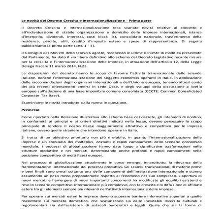 Le novità del decreto crescita e internazionalizzazione   parte i