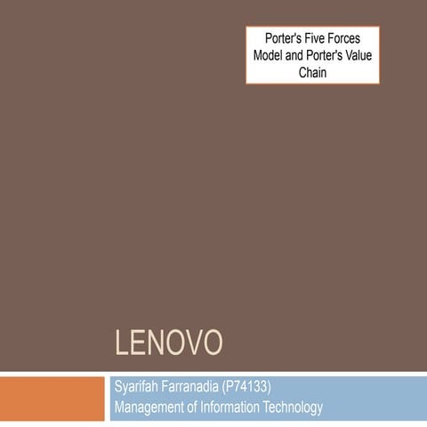 Porter's Five Force Model and Value Chain of Lenovo