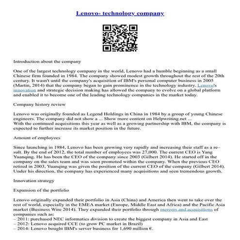 Lenovo- Technology Company