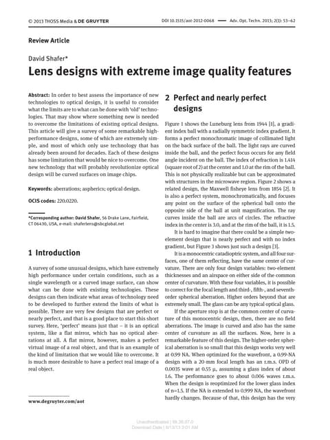 Lens designs with extreme image quality features