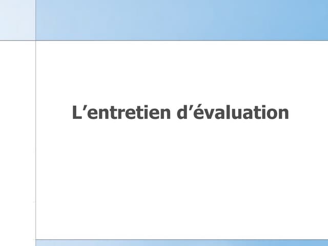 L'entretien d'evaluation