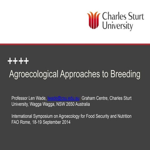 Agroecological approaches to breeding