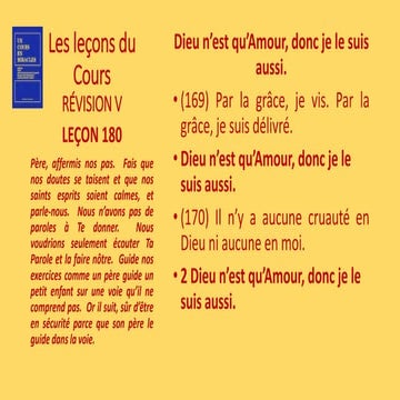 LEÇON 180 – Révision des leçons 169 et 170.