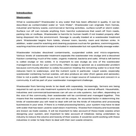 Sustainable wastewater treatment report