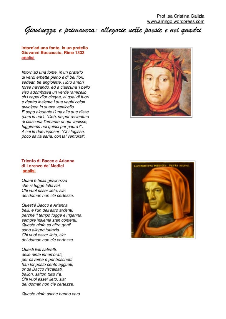 Parafrasi Il Trionfo Di Bacco E Arianna