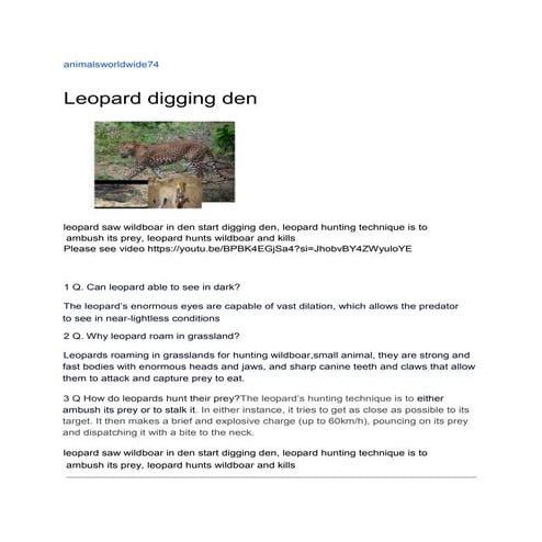 leopards hunting.docx | Free Download