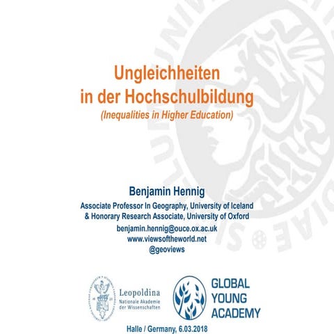 Inequalities in Higher Education / Ungleichheiten in der Hochschulbildung