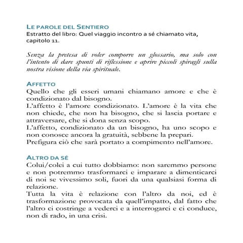 Le parole del sentiero