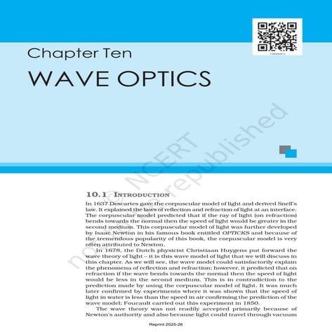 Class 12th  Physics chapter 10 Wave optics