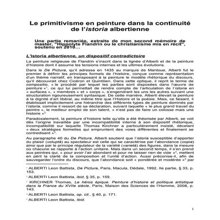 Le primitivisme en peinture dans la continuité de l'istoria albertienne