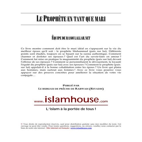Le prophète mohammed en tant que mari | PDF
