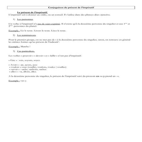 Le présent de l'impératif