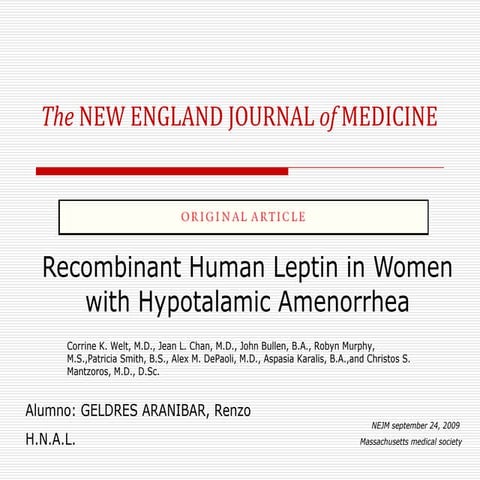 Leptina New England Journal of Medicine