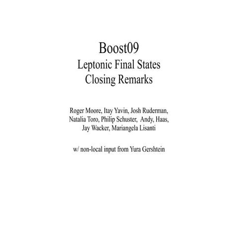 Leptonic FInal State Boost Summary