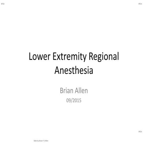 Lower Extremity Regional Anesthesia