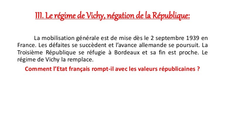 Le régime de Vichy