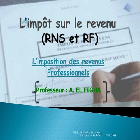 Cours L’impôt sur le revenu (RNS et RF) | PDF