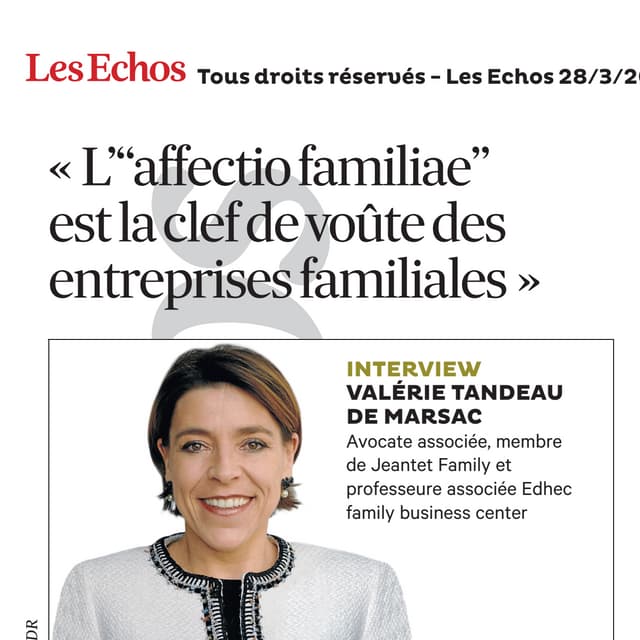 Les echos 28 mars 2013   affectio familiae