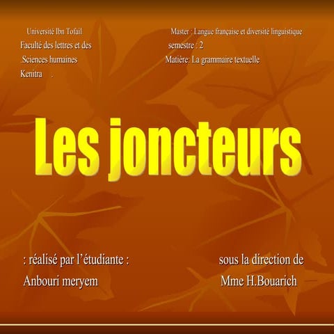 Les Joncteurs (grammaire textuelle)